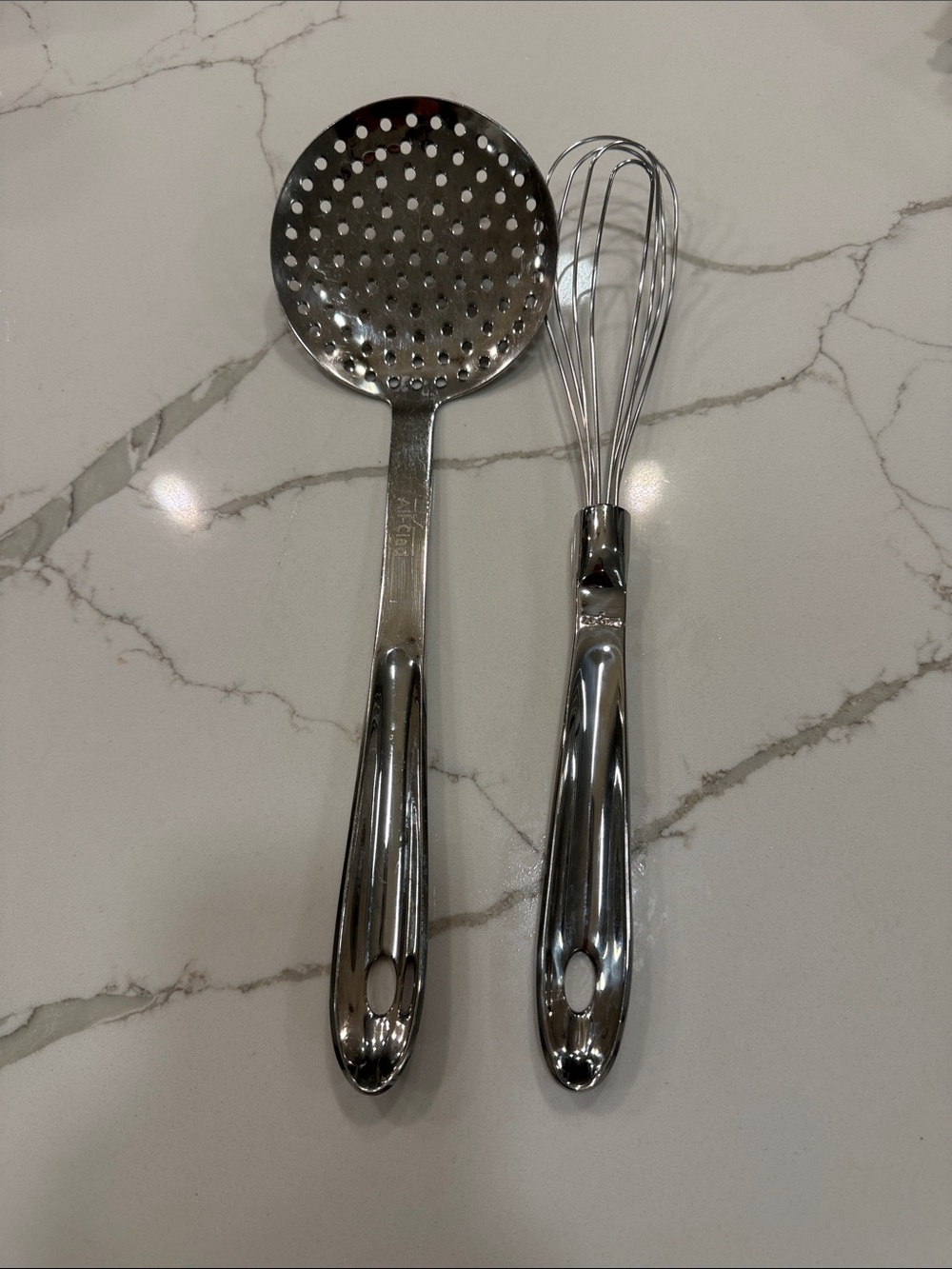 All-Clad Stainless Steel Slotted Spoon & Whisk - Silver